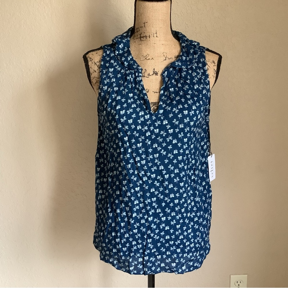 NWT Velvet by Graham and Spenser Sleeveless Caterina Blue Spruce Top, medium